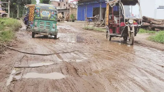 সড়ক নির্মাণে ধীরগতি চরম দুর্ভোগে মেঘনাবাসী