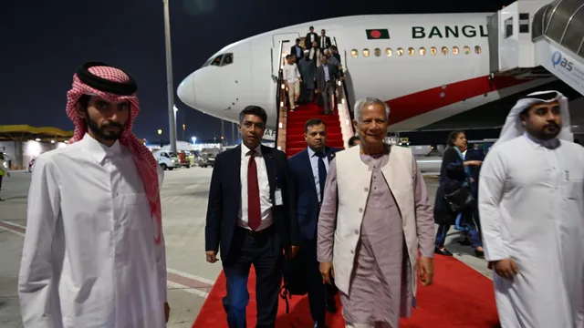 কাতারে প্রধান উপদেষ্টা, লাল গালিচা সংবর্ধনা