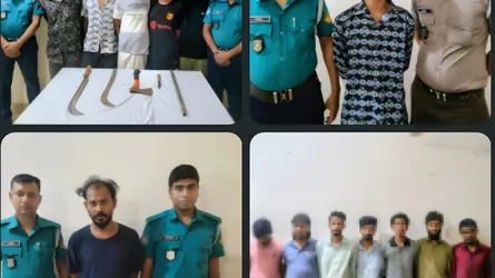 টঙ্গী পশ্চিম থানার সাঁড়াশি অভিযানে অস্ত্র, ইয়াবাসহ গ্রেপ্তার ১৬