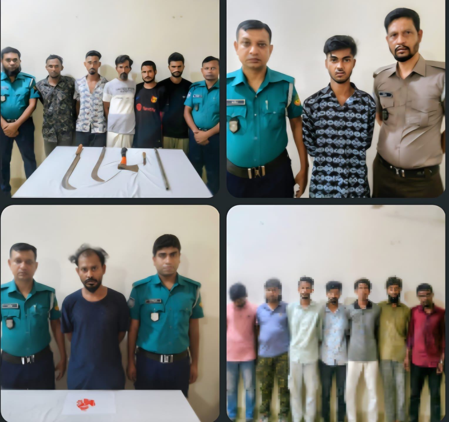 টঙ্গী পশ্চিম থানার সাঁড়াশি অভিযানে অস্ত্র, ইয়াবাসহ গ্রেপ্তার ১৬